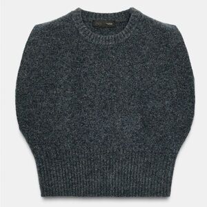 Zara 100% Wool Sleeveless Knit Vest – Gray/Blue Size medium NWT